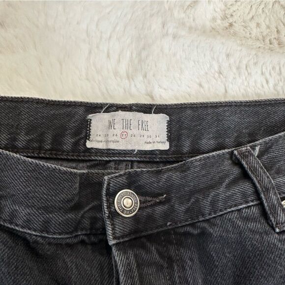 Free People We the Free black cropped flare open knee distressed jeans size 27 - Picture 3 of 8